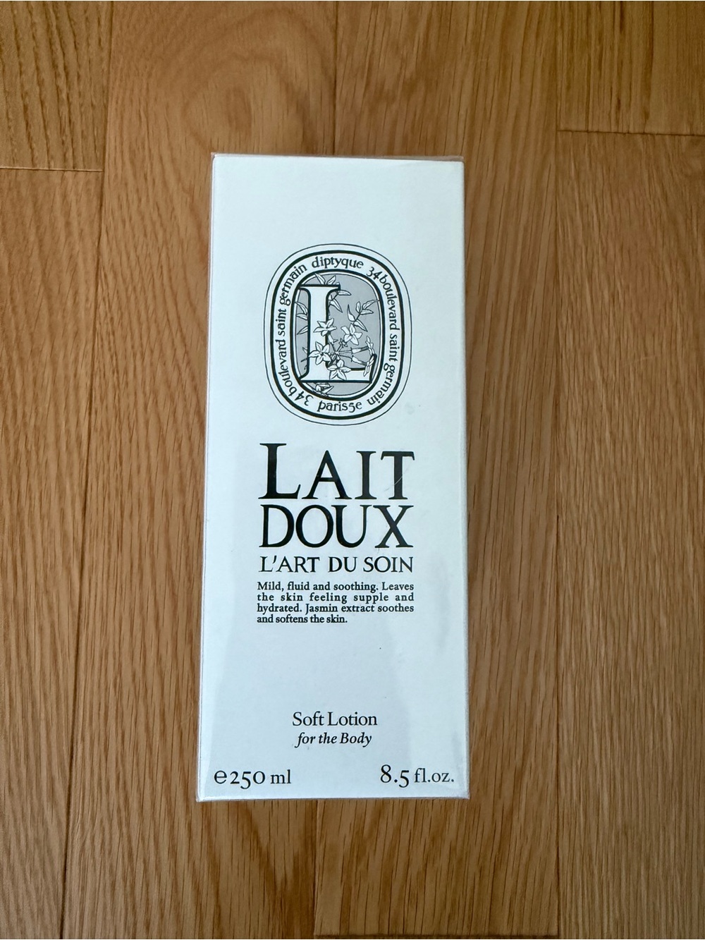 diptyque Lait Doux Soft Body Lotion in sealed box — 250mL